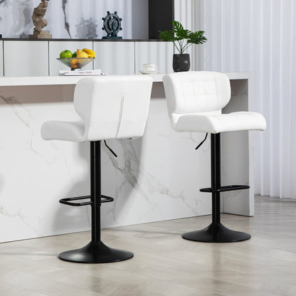 Swivel Bar Stools Set of 2, Adjustable PU Leather