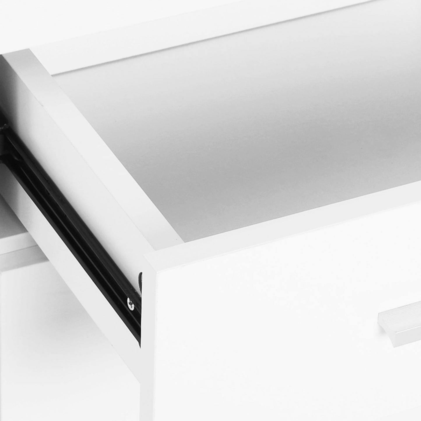 High Gloss Sideboard with 2 Drawers and 3 Doors, Buffet Cabinet with Adjustable Shelf, Coffee Bar Cabinet with Storage, White