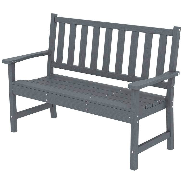 HDPE Weatherproof Garden Bench, 2-Person Slatted Seat
