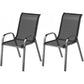 Set of 2 Outdoor Dining Chairs, Stackable Lawn Chairs with High Back, Breathable Mesh Seat for Garden Porch, Black