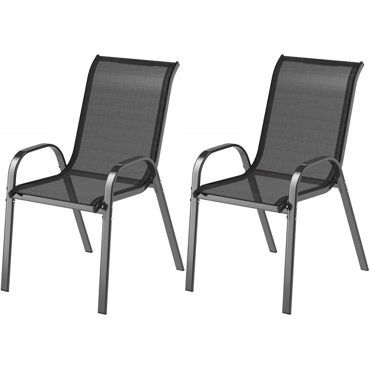 2-Piece Stackable Lawn Chair Set with High Back & Mesh Seat
