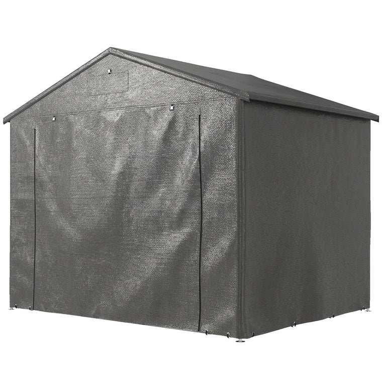 8' x 6' Galvanized Bike Storage Shed with Roll-Up Door and Vents