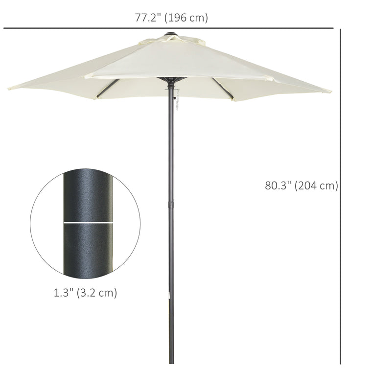 6.6FT Cream White Patio Umbrella with 6 Solid Ribs
