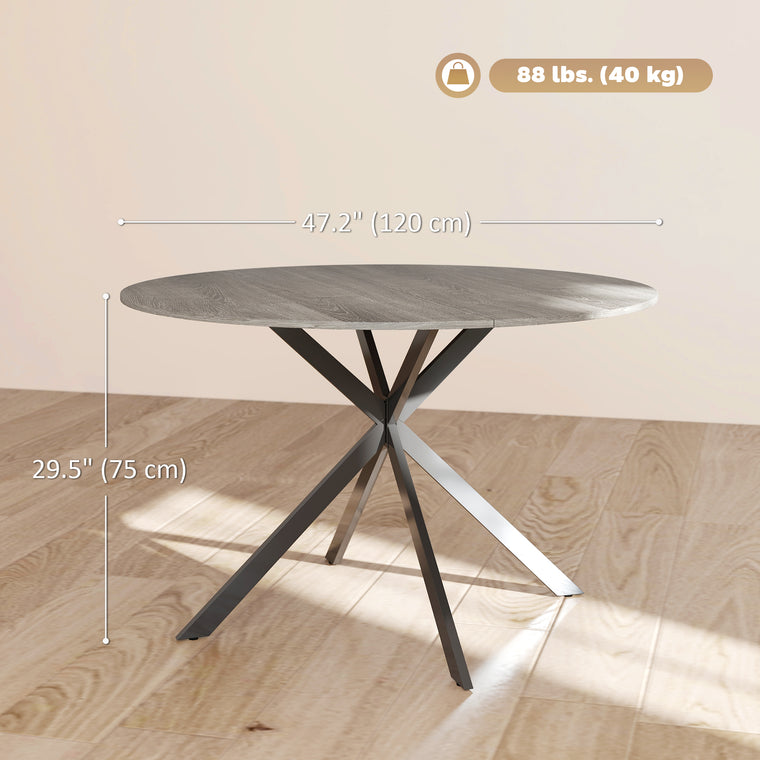 47" Round Industrial Dining Table for 4 - Grey and Black