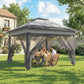 12' x 12' Foldable Pop-up Party Tent Instant Canopy Sun Shade Gazebo Shelter with Steel Frame, Dark Grey