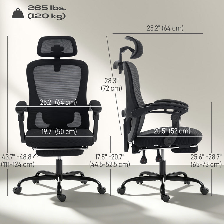 Ergonomic Mesh Office Chair with Lumbar Support - Black