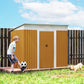 7' x 4' Outdoor Storage Shed, Metal Garden Tool Storage House Organizer with Lockable Sliding Doors and Vents for Backyard Patio Lawn, Yellow