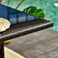 Garden Dining Table, Patio Rattan Dining Table with Glass Top, Storage Shelf for Yard, 59" x 34" x 29", Brown