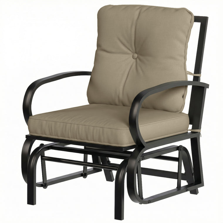 Patio Glider Chair with Steel Frame & Curved Armrests