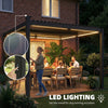 10' x 10' Louvered Pergola with LED Lights and Metal Roof