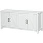 Sideboard Cabinet Buffets Table with Barn Style Doors TV Cabinet Stand for TVs up to 65" with 4 Cable Holes White