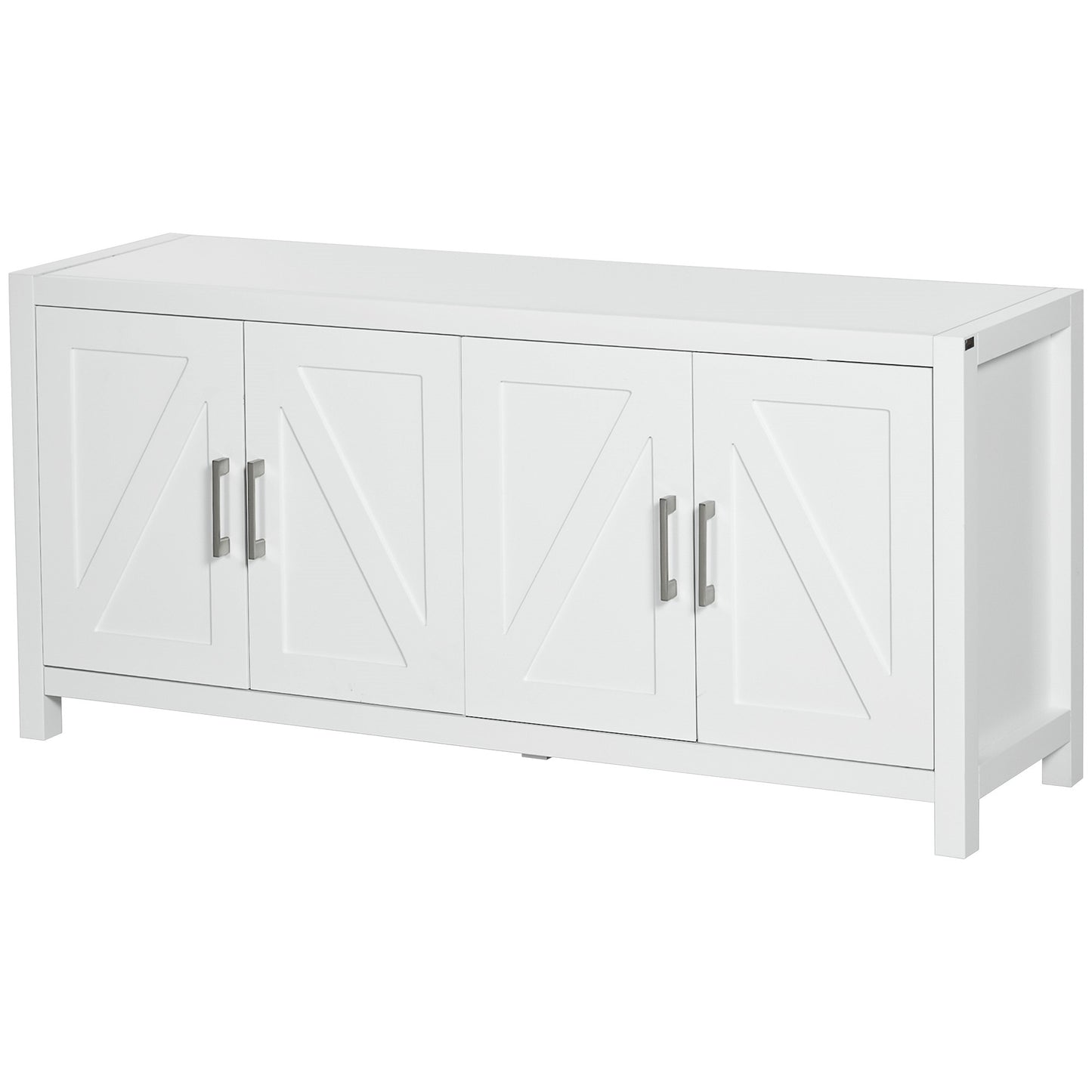 Sideboard Cabinet Buffets Table with Barn Style Doors TV Cabinet Stand for TVs up to 65" with 4 Cable Holes White