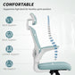 Ergonomic Office Chair, Mesh Desk Chair with Adjustable Headrest, Lumbar Support and Height, Tilt Function, Light Green