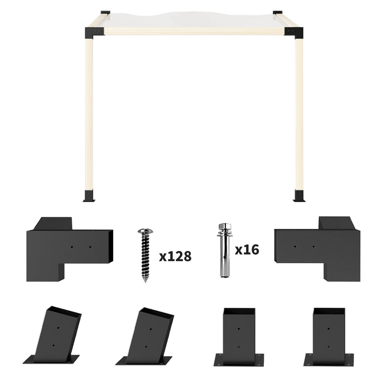 Slanted Pergola Bracket Kit with 3-Way Brackets