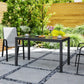Extendable Patio Dining Table, 33.5"-49.2" Adjustable Outdoor Dining Table for 4-6 Person, with Tempered Glass Top, Metal Frame, for Lawn, Garden, Dark Grey