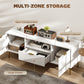 Modern TV Console for TVs up to 60 Inch, Entertainment Center with Smart RGB LED Lights and Soft Close Doors, White