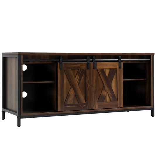 60" Industrial TV Stand with Barn Doors - Brown