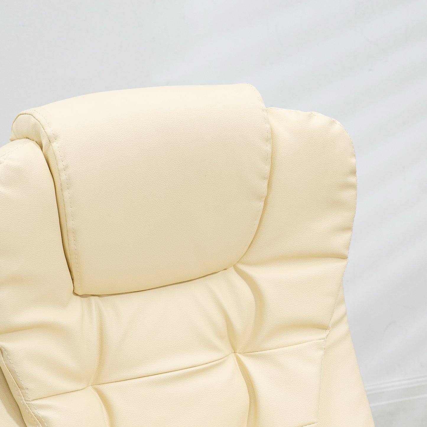 Heated Massage Office Chair, Ergonomic High Back Swivel Executive Chair with Vibration, Leather, Beige