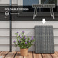 Outdoor Rattan Foldable End Table, Metal Frame Patio Wicker Table, Coffee Table Side Table for Poolside, Lawn, Garden, Mixed Grey