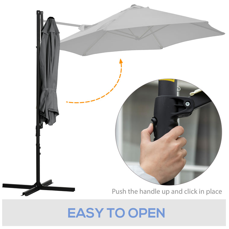 8.5FT Dark Grey Roma Cantilever Parasol with Cross Base