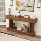 63 Inch Long Console Table, Vintage Narrow Entryway Table with Storage Shelf for Living Room and Hallway, Dark Brown