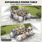 Expandable Patio Dining Table for 8-10 People, 60.6"/84.3" Aluminum Outdoor Dining Table with Adjustable Foot Pads