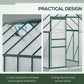 6' x 12' x 6.5' Polycarbonate Greenhouse, Walk-in Green House with Adjustable Roof Vent Galvanized Base Sliding Door Rain Gutter for Outdoor Garden Backyard, Green