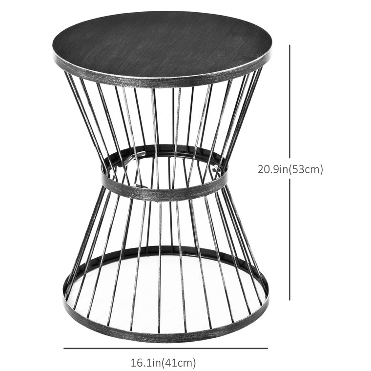 16" Steel Side Table with Hourglass Design