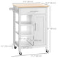 Kitchen Island, Compact Kitchen Cart on Wheels with Open Shelf & Storage Drawer for Dining Room, Kitchen, White