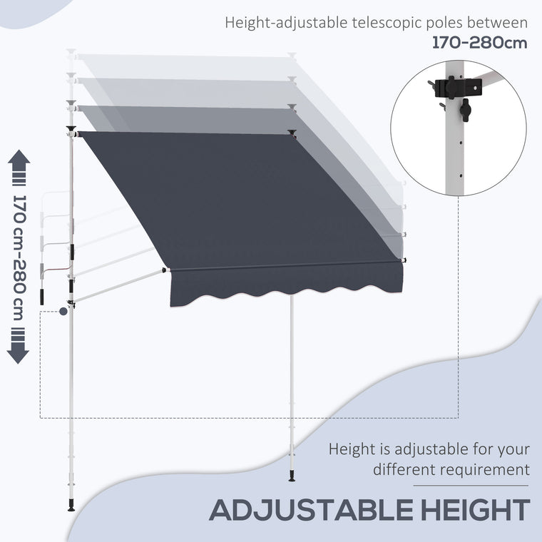 6.6' x 5' Black Retractable Patio Awning with UV Protection
