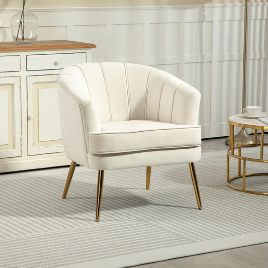 Fabric Accent Chair with Gold Legs
