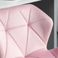 Velvet-Touch Bar Stool Set of 2 Fabric Adjustable Height Armless Counter Chairs with Swivel Seat, Pink