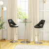High Top Bar Table, Round Kitchen Table with Tempered Glass Top and Steel Base, Bistro Table for 2 People, Clear