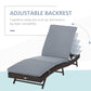 Wicker Patio Lounger, Outdoor Recliners Lounge Chair w/ 5-Level Adjustable Backrest, Cushion for Outdoor, Khaki
