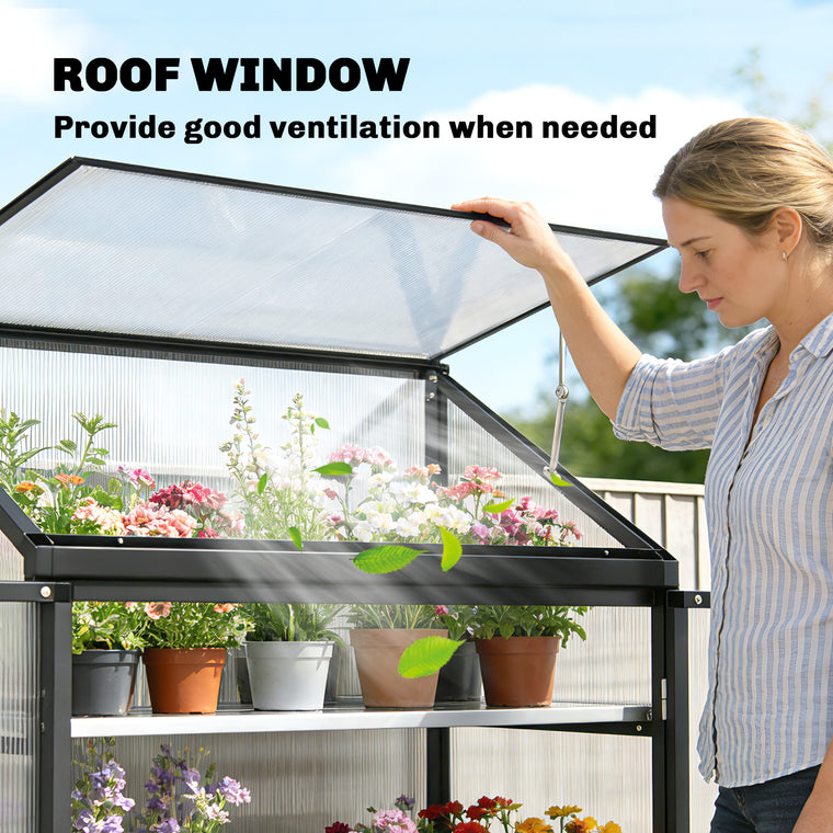 Polycarbonate Greenhouse with Tiered Shelves