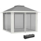 11' x 11' Pop Up Gazebo, Double Roof Foldable Height Adjustable Canopy Tent with Mesh Sidewalls, Carrying Bag, Dark Grey