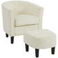 Accent Chair Modern Upholstered Living Room Chair with Ottoman and Pocket Spring Cushion Cream White
