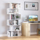 76" 6-Tier Geometric Wooden Bookcase S Shaped Storage Display Bookshelf Modern shelf Open Concept Living Room Home Office Furniture, White