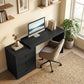 L Shaped Computer Desk Home Office Desk with 3 Drawers Black Wood Grain