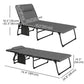 Folding Chaise Lounge Chair Set of 2, Reclining Outdoor Lounge Chair Set with Quick Drying Pad Headrest Side Pocket, Tanning Chair Set for Beach Garden Pool, Light Grey