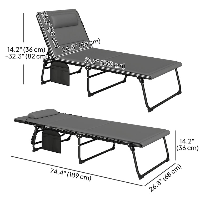 Folding Chaise Lounge with Quick-Dry Pad, Set of 2