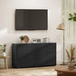 Kitchen Sideboard Storage Cabinet, Modern Coffee Bar Cabinet with Push-Open Design and 2 Drawers for Living Room, Black