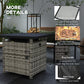 Outdoor PE Rattan Propane Fire Pit Table, 50,000 BTU Pulse-Ignition Wicker Fire Table, Mixed Grey