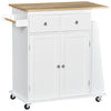 Rolling Kitchen Island Cart with Spice Rack - White