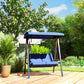 2-Seater Outdoor Porch Swing with Adjustable Canopy, Patio Swing Chair for Garden, Poolside, Backyard, Dark Blue