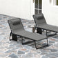 Folding Chaise Lounge Chair Set of 2, Reclining Outdoor Lounge Chair Set with Quick Drying Pad Headrest Side Pocket, Tanning Chair Set for Beach Garden Pool, Light Grey