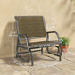 Patio Glider Outdoor Glider Chair with Breathable Mesh Seat & Backrest, Armrests and Metal Frame, Light Mixed Brown