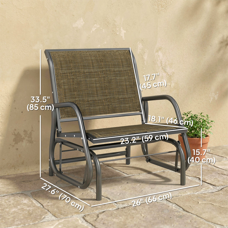 Patio Glider Chair with Mesh Seat & Metal Frame