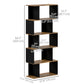 5-Tier Bookshelf, Geometric S-Shaped Bookcase, Tall Narrow Display Shelf for Living Room, Study Room, Rustic Brown