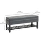 44" PU Leather Tufted Ottoman Shoe Bench Storage Chest Hallway Grey